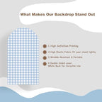 Checkered Gingham Arch Backdrop Stretchy Cover Blue and White - Image 5