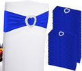 100PCS Spandex Stretch Royal Blue Chair Sashes Bows Universal Elastic Chair Cover Bands Ties with Buckle Slider for Wedding Party Ceremony Reception Event Banquet Decoration(Royal Blue) by Zrlljp