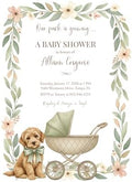 Puppy Baby Shower Invitation with Golden Doodle, Adding to our Pack, Dog & Stroller, Custom Edited and Printed Invitations by Handmade