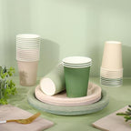 Whaline 244Pcs Nude Sage Green Tableware Set Serves 48 4 Colors Disposable Dinnerware 48 9" Plates 48 7" Plate 48 9oz Cups 100 Napkins for Wedding Birthday Party Supplies - Image 3