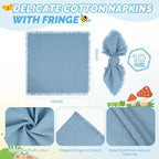 Showgeous 30 Pack Dusty Blue Cloth Napkins with Fringe, 16x16 inch - Image 2