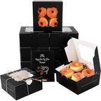 qiqee Black Cookie Boxes with Window 100packs 6x6x3 Black Bakery Box Pastry Box for Wedding Favor Birthday ＆ Party by Qiqee