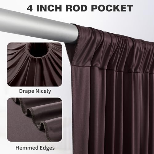 30ftx15ft Brown Backdrop Curtains for Parties, Wrinkle Free Polyester Brown Photo Backdrop Drapes 6 Panels 15 ft Long Back Drop Cloth for Wedding Birthday Photography Background Party - Image 2