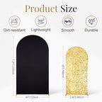 SaitiMade Set of 2 Black and Gold Sequin Arch Backdrop Cover (7.2 & 6 FT) - Image 2
