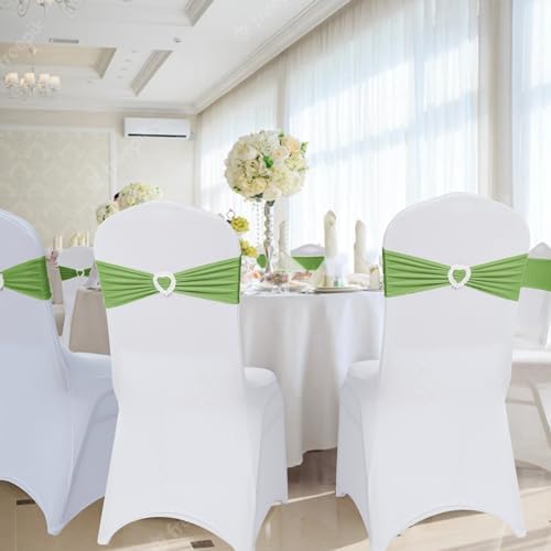 Pack of 120 Spandex Chair Sashes Bows Stretch Chair Cover Band with Buckle Slider Universal Elastic Chair Ties for Wedding Banquet Party Event Decoration (Sage Green) - Image 6