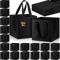Windyun 50 Pcs Mini Paper Gift Bags with Handle 6 x 6 x 6'' Square Small Favor Bag with DIY Thank You Tag for Christmas Birthday Wedding Bridal Shower Bridesmaid Graduation Party (Black) by Windyun