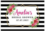 Andaz Press Custom Personalized Disposable Paper Placemats, 12 x 18 Inch, Set of 25, Custom Bridal Shower Striped Floral, Tableware, Dining, Tabletop, Table Setting for Bridal Shower by AndazPress
