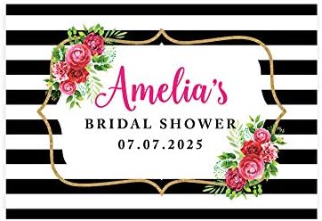 Andaz Press Custom Personalized Disposable Paper Placemats, 12 x 18 Inch, Set of 25, Custom Bridal Shower Striped Floral, Tableware, Dining, Tabletop, Table Setting for Bridal Shower by AndazPress
