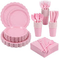 ArtSocket 350 Pack Disposable Party Tableware for 50 Guest, Pink Birthday by ArtSocket