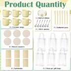36 Pcs/6 Sets Baby Shower Prizes for Winners Include Ceramic Mugs with Spoons Woven Coasters Notebooks with Pens Clear PVC Gift Bags for Bridal Shower Party Favors (Yellow) - Image 3