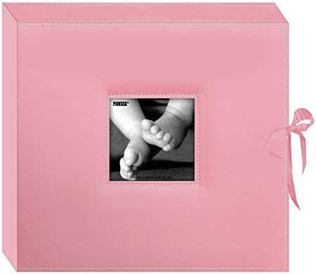 Pioneer 12 Inch by 12 Inch D-Ring Sewn Leatherette Scrapbook Box, Baby Pink by PioneerPhotoAlbums