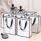 Yeaqee 100 Pcs Metallic Paepr Gift Bags Bulk with Handles,White Black - Image 5