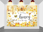 Mocsicka Bee Baby Shower Backdrop - A Little Honey is on The Way Baby Party Decorations Banner - Honeycomb Bumble Bee Photography Background (Yellow, 10x8ft(120"x96")) - Image 4