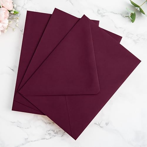 PONATIA 50 PCS/Pack A7 Envelopes, Burgundy Euro Flap Liner 5x7 Envelopes - Image 6