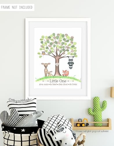 Woodland Baby Shower Fingerprint Tree Set, 8.5x11 Inches, Neutral - Image 7