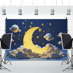 15x10ft Starry Night Moon Baby Shower Decorations Backdrop Moon and Stars Gender Reveal Party Background Star White Cloud Moonlight Little Birthday Wedding Banner Photo Booth - Image 4