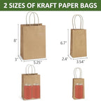 BagDream 200 Pack Kraft Paper Gift Bags with Handles Assorted Sizes Brown - Image 2