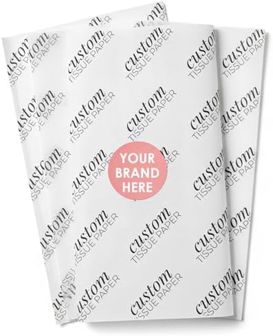 COACO Personalized Tissue Paper, Your Custom Design, Logo, or Text, Great for Holiday or Special Occasion, Small Business Packaging or Gift Wrapping, Gift Bags, 20, 30, 50, or 100 Count, White (20"x18") by COACO