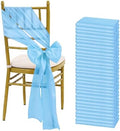 fani Light Bule Satin Chair Straps Bows,60 PCS 7x108 Inch,Chair Sash by fani