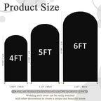 FOTSHARER Set of 3 Wedding Arch Covers 4FT 5FT 6FT Black Arch Backdrop Cover 2-Sided Spandex Arched Fabric Cover Round Top Backdrop Covers Balloon Arched Stand Cover for Party Bridal Shower Ornaments - Image 2