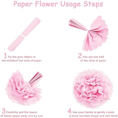 Baby Shower Decorations for Girl - Pink Gender Reveal Party Favors with Fringe Curtain,Its a Girl Banner, Baby Girl Letter,Tissue Paper Pom Poms, Pink Gold Confetti Balloons, Paper Lanterns - Image 5