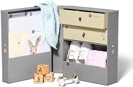 Savor | Baby Keepsake Organizer Box | The Original Fabric Acid-Free Modern Minimalist Gender-neutral Memory Box with Labels | For Pregnancy, Mother’s Day, Baby Shower, New Baby Girl Baby Boy Gifting by Savor