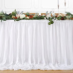 White Table Skirt Chiffon 9FT Sheer Tablecloth for Birthday Party Sweetheart Cake Table Decoration Wedding Table Skirt 2 Layer - Image 7