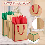 Yeaqee 50 Pack Metallic Paper Gift Bag Bulk with Handle, Green,Red,Gold - Image 3