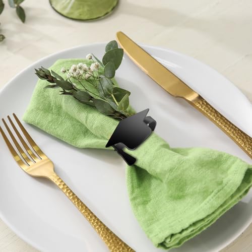 30 PCS Graduation Napkin Rings, 2026 Graduation Black Napkin Holders for Cloth Napkins Metal Napkin Holder Bulk for Graduation Party Supplies Graduation Table Decor - Image 2
