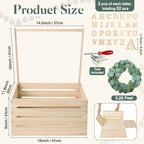 Barydat Wooden Baby Shower Crate Basket with Handle, Wood Color - Image 3