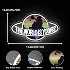 The World is Yours Neon Sign, Led Neon Light Signs for Wall Decor Colorful Planet LED Light up Sign Lamp for Game Room Man Cave Bedroom Bar Birthday Graduation Gift Dimmable USB Powered(16.2"*10.6") - Image 3