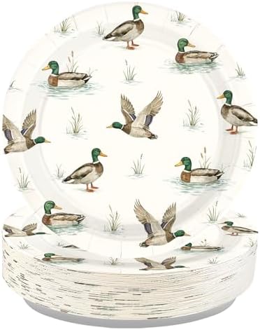 50 Pcs Mallard Duck Paper Plates 10" Large Heavy Duty by Greencian
