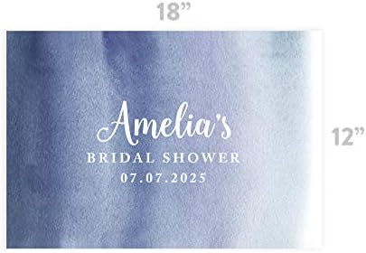 Andaz Press Custom Personalized Disposable Paper Placemats, 12 x 18 Inch, Set of 25, Custom Bridal Shower Ocean Blue Watercolor, Tableware, Dining, Tabletop, Table Setting for Bridal Shower - Image 3