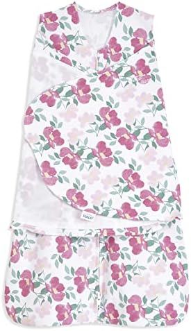 HALO 100% Cotton Sleepsack Swaddle, 3-Way Adjustable Wearable Blanket, TOG 1.5, Stems, Newborn, 0-3 Months by HALO