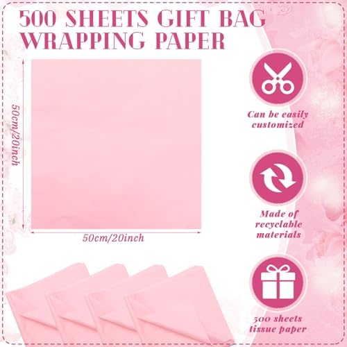500 Sheets Blush Pink Tissue Paper Bulk 20 x 20 Inch for Fall Wedding Gifts - Image 3