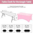 Fixwal 3 Pack 6FT Pink Birthday Tablecloth Spandex Fitted Table Cover - Image 3