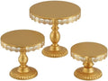 3 PCS Gold Cake Stands (8"&10"&12" Plate), Cupcake Stand With a lace hollow border Metal Cake Stand Set for Birthday Party, Wedding, Anniversary, Baby Shower by VMFKPNR