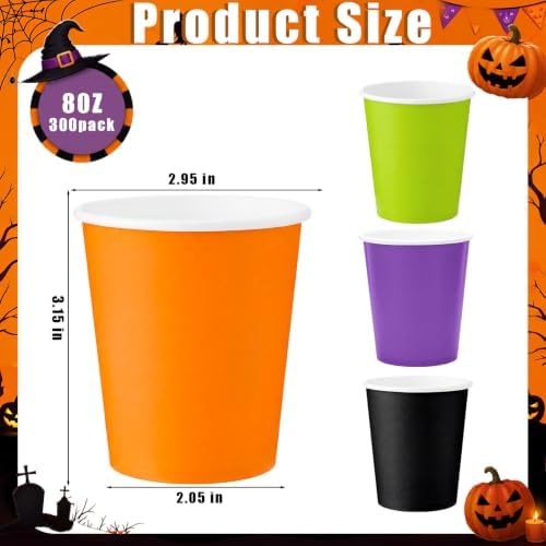 300 Pack 8 oz Halloween Disposable Paper Cups for Halloween Birthday Party - Image 3