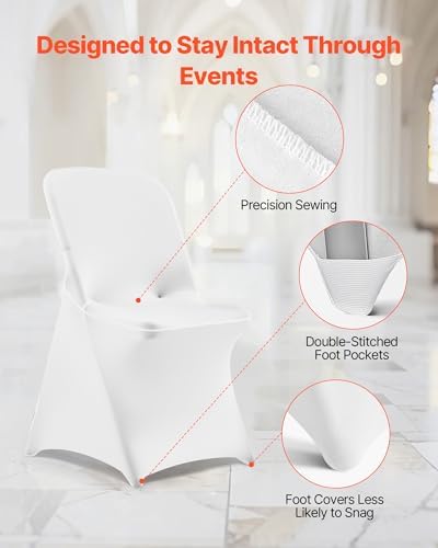 VEVOR Chair Covers, Polyester Spandex Chair Cover, Stretch Slipcovers for Wedding Party Dining Banquet Flat-Front Chair Covers (White-c-XL, 30PCS) - Image 6