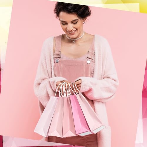 Tenceur 100 Pcs Pink Gradient Gift Paper Kraft Bags with Handle Party Favor - Image 5