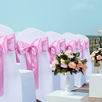Babenest 50pcs Satin Chair Sashes Ties for Party Wedding, Pink - Image 3