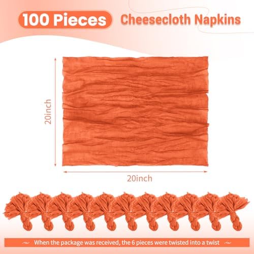100 Pack Orange Cloth Napkins 20x20Inch Cheesecloth Napkins - Image 2