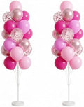 Balloon Column Kit Set of 2 With Balloons Included - Balloon Tower with Stand, Base, and Pole,Backdrop Decoration for Wedding, Baby Shower, Birthday Party (3xMetallic Light Pink) by HiinsPartyDecoration