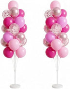 Balloon Column Kit Set of 2 With Balloons Included - Balloon Tower with Stand, Base, and Pole,Backdrop Decoration for Wedding, Baby Shower, Birthday Party (3xMetallic Light Pink) by HiinsPartyDecoration