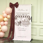 Personalized Baby Shower Banner Custom Bébé Café Welcome Sign Vertical Polyester Poster Large Burgundy Bow Included French Bistro Theme Party Decor Backdrop Photo Booth Prop by Custom