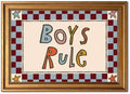 Boys Rule Wall Art Funny Kids Quote Wall Decor Picture Vintage Checkerboard Sign Poster Canvas Painting Print for Boys Bedroom Playroom Nursery 12x16 inch Gold Framed by Unknown