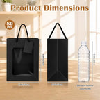 80 Pcs 9.8 x 5.1 x 7.1 in Black Kraft Paper Gift Bags with Window & Handles - Image 3
