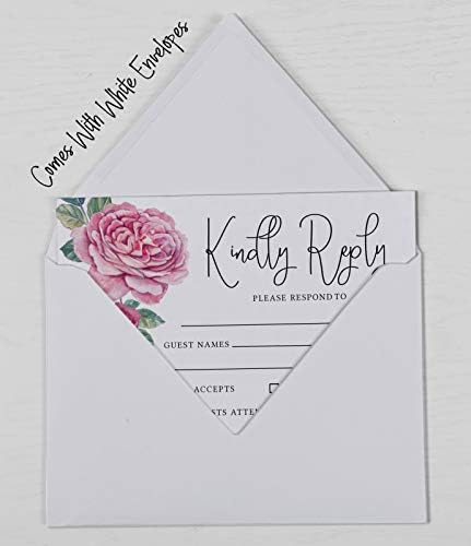 50 Blank RSVP Cards with White Envelopes-Floral Style Response Card-RSVP for Wedding-Rehearsal Dinner-Baby Shower-Bridal Shower-Engagement Party Invitations - Image 6