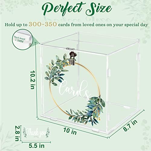 OurWarm Acrylic Wedding Card Box with Lock, DIY Gift Card Box for Wedding Reception with Slot, Clear Wedding Envelope Money Card Box for Party Graduation Baby Shower Birthday Decorations - Image 2