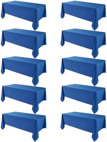VidaFete 10 Pack 90*132inch Royal Blue Rectangle Tablecloth for 6ft Tables by VidaFete